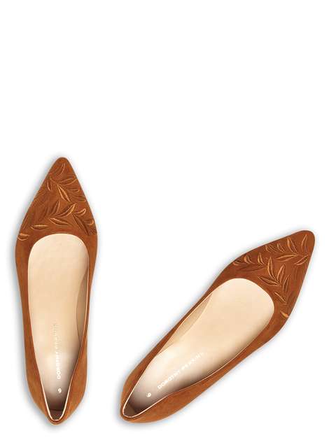 Tan 'Hazel' Embroidered Pointed Pumps